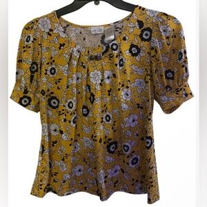 Linda Leal Floral Yellow Top